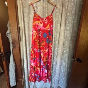 Brand New with Tag; SOMA silky tropical maxi dress with build in bra